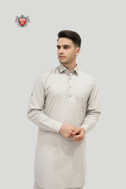 Elegant Ash Grey Kurta Pajama – Premium Men’s Ethnic Wear