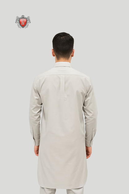 Elegant Ash Grey Kurta Pajama – Premium Men’s Ethnic Wear