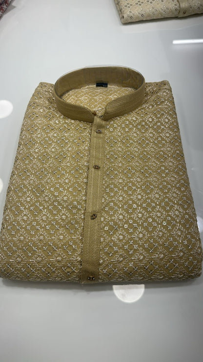 Green Chikankari Kurta Pajama for Men – Elegant Ethnic Wear