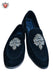 Men’s Blue Velvet & Micro-Leather Jutti – Embroidered Heel, Festive Wear