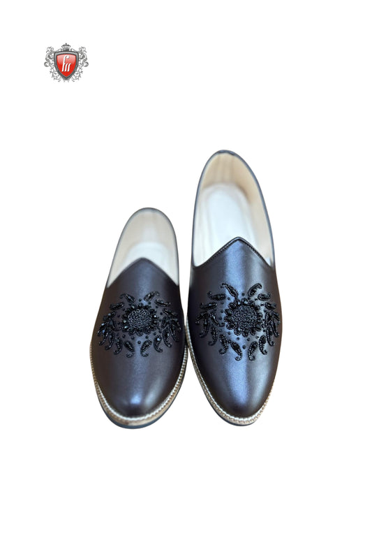Men’s Black Jutti with Intricate Bead & Thread Embroidery