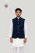 Navy Blue Textured Waistcoat with Wave Pattern – Bold Modern Ethnic Look
