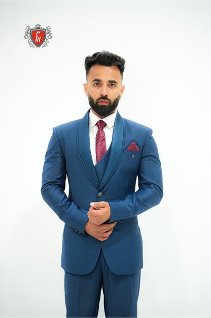 Royal Blue Satin Shawl Collar Suit—The Gentleman’s Celebration Choice