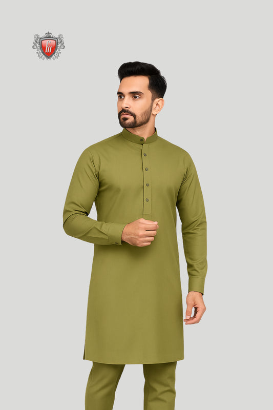 Olive Green Kurta Pajama – Minimalist Style with Modern Appeal