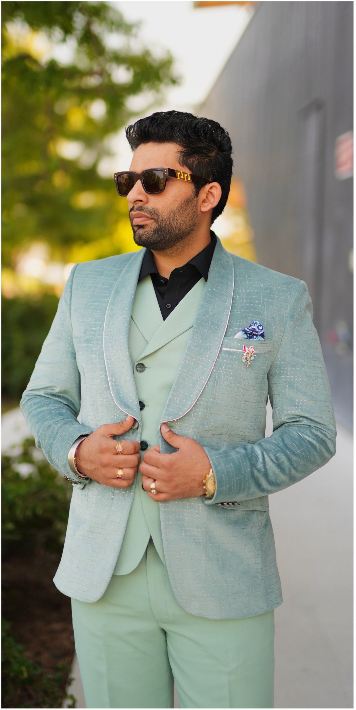 Men's Mint Green 3-Piece Suit - Modern Tailored Fit