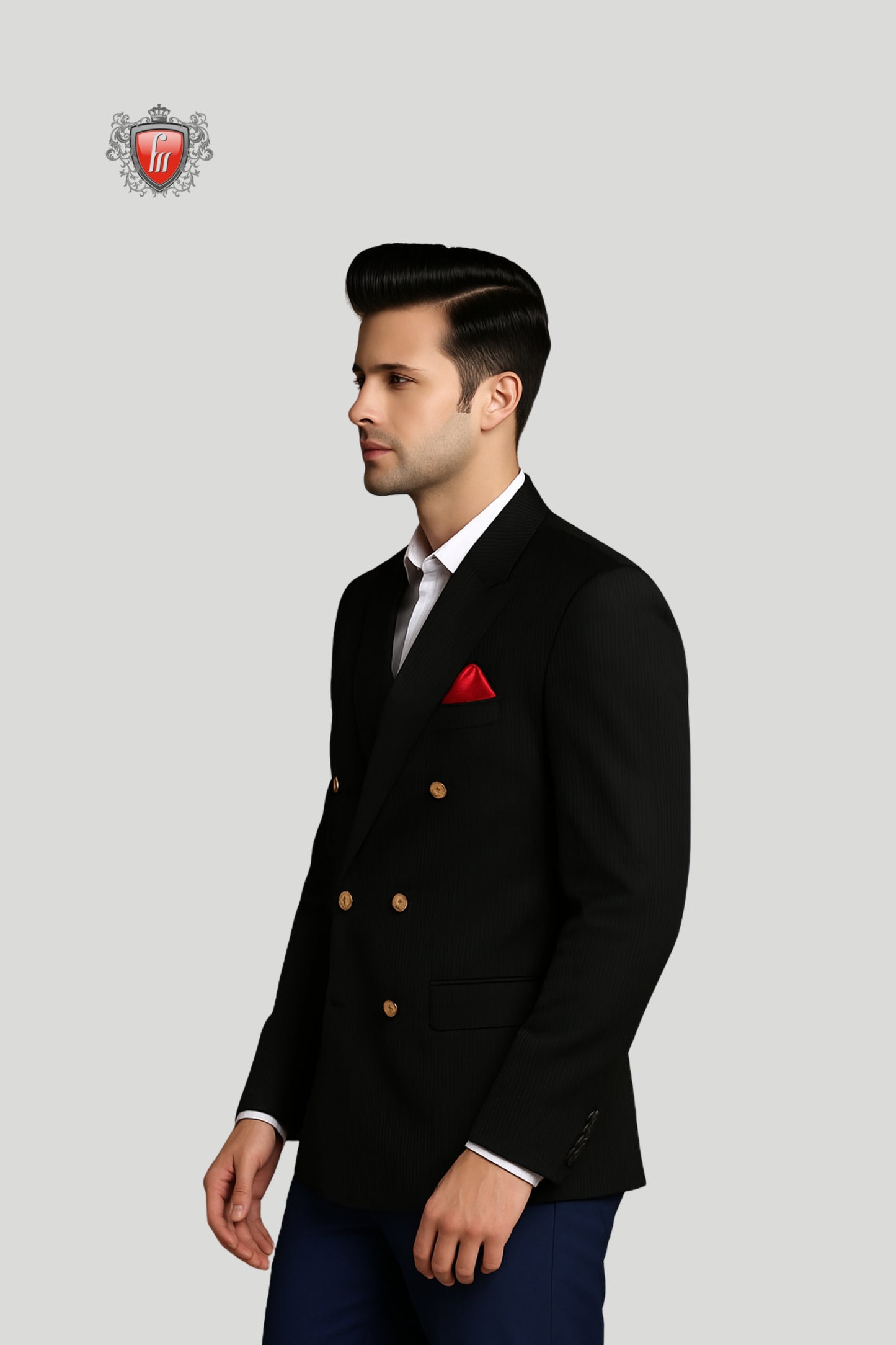 Men’s Black Double-Breasted Blazer – Classic Power Dressing