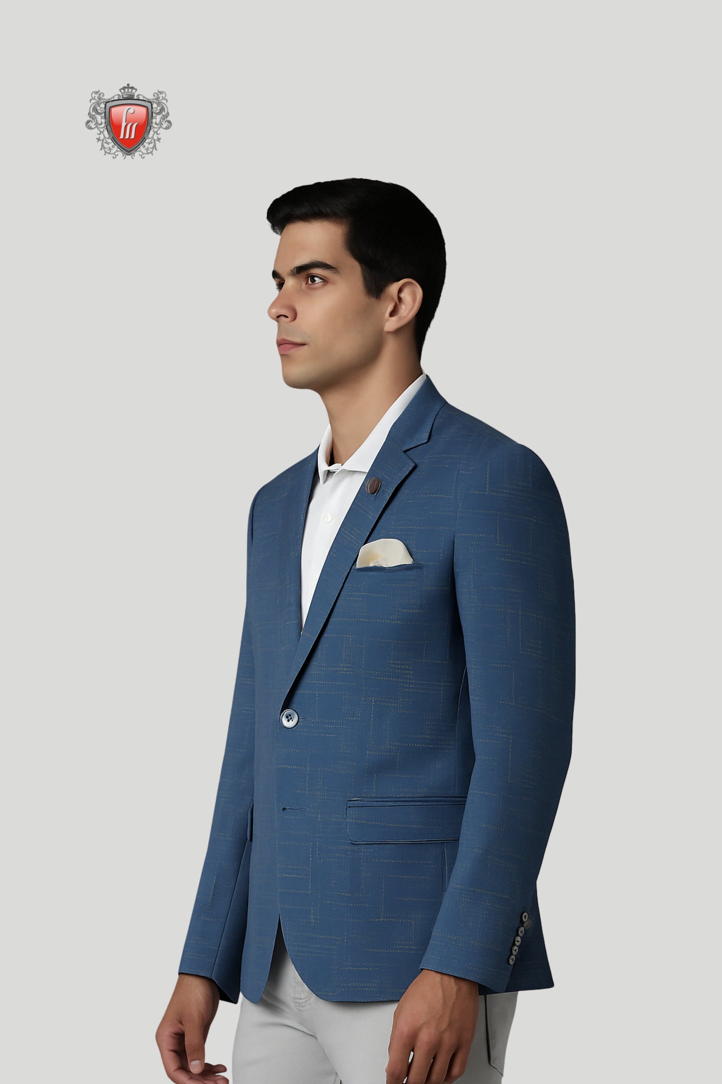 Men’s Sky Blue Printed Blazer – Contemporary Sophistication