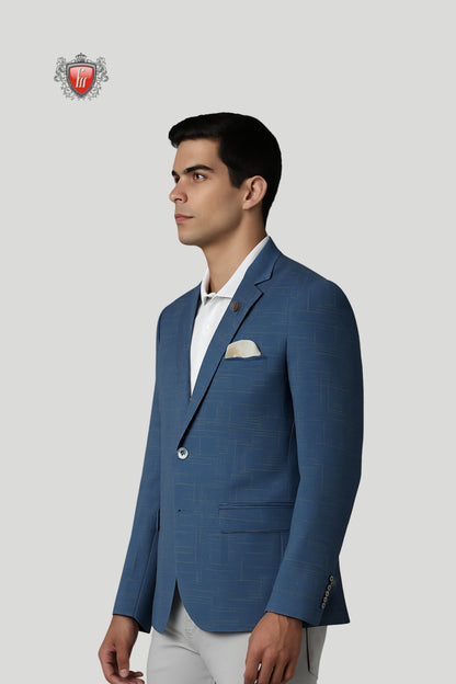 Men’s Sky Blue Printed Blazer – Contemporary Sophistication