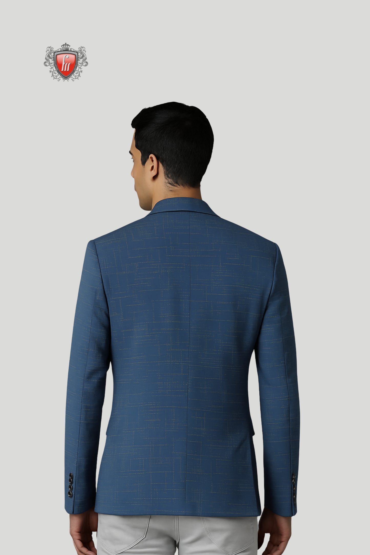 Men’s Sky Blue Printed Blazer – Contemporary Sophistication