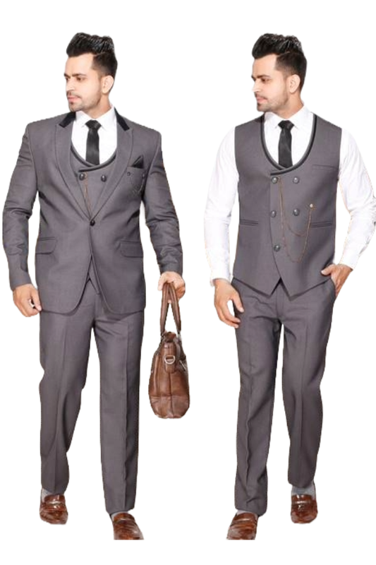 Fabmark Grey Double Breasted 5pc Suit