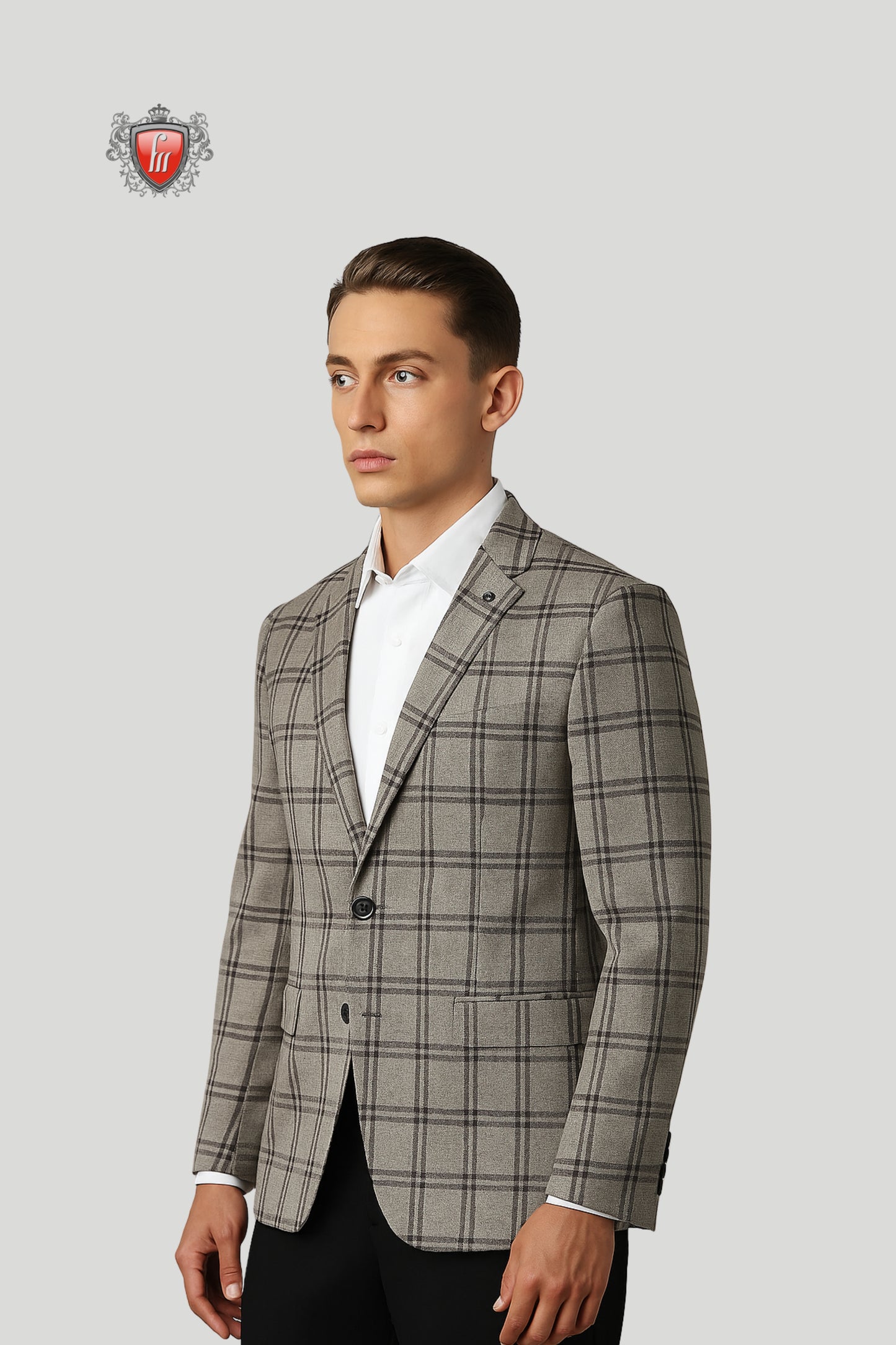Men’s Grey Checked Blazer – Sharp Tailoring with Timeless Plaid Design