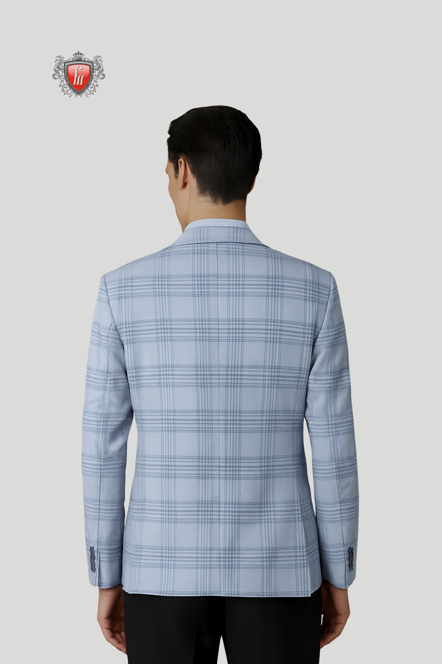 Men’s Light Blue Checked Blazer – Refined Style with Modern Plaid Detailing