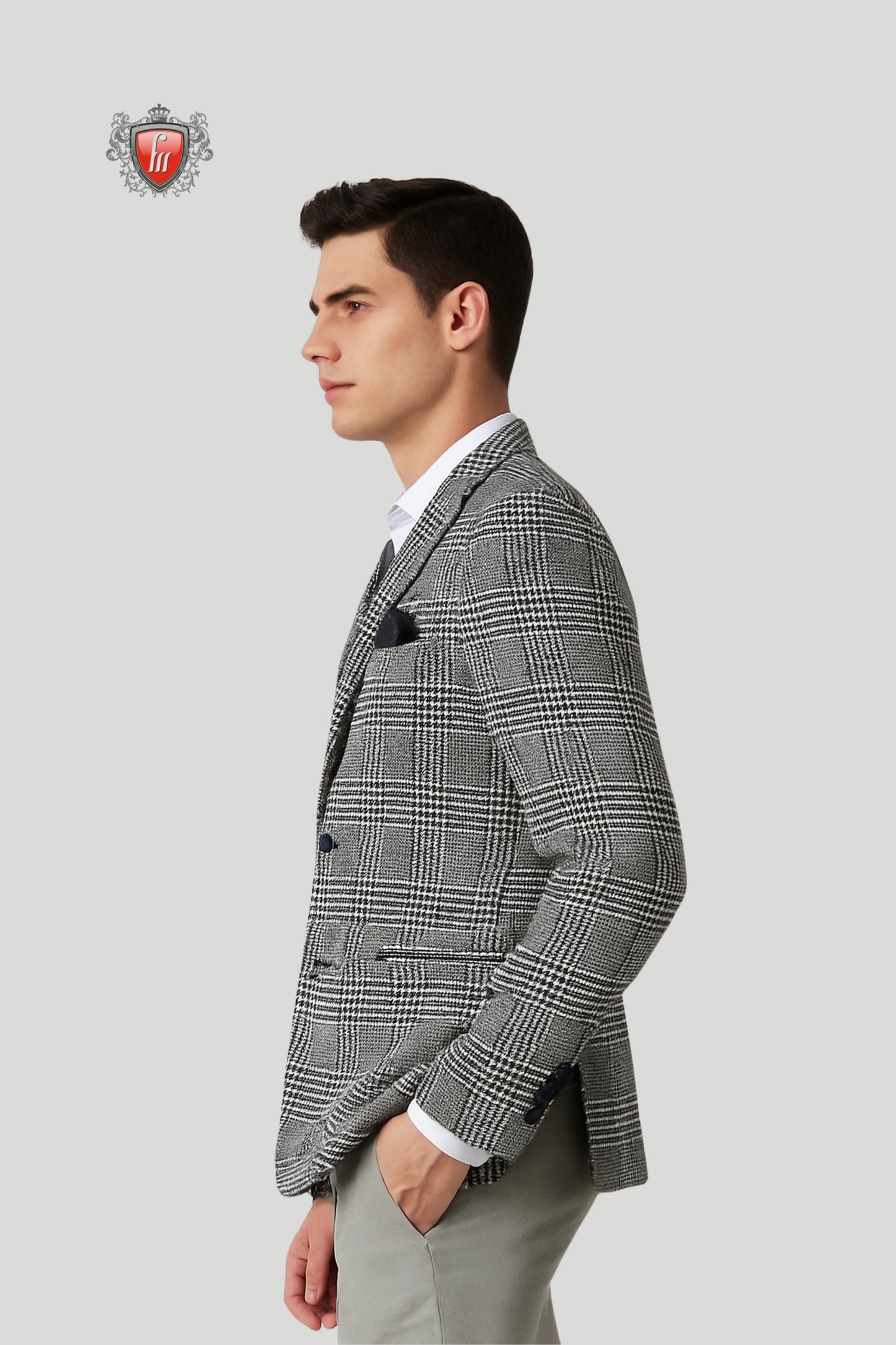 Men’s Black & White Checkered Blazer – Classic Checks with Modern Elegance