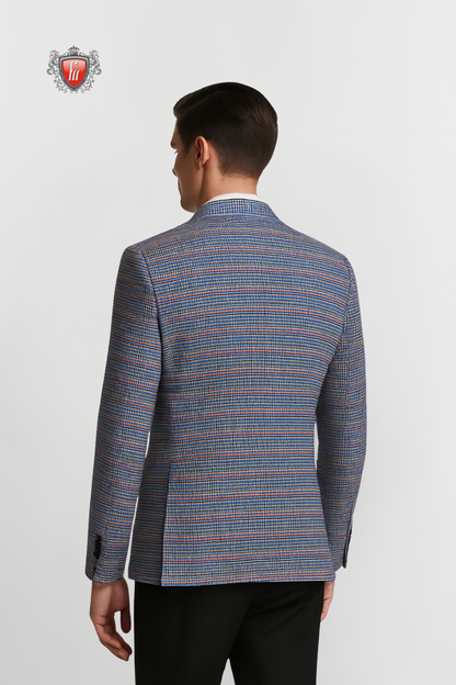 Men’s Sky Rust Slim Fit Check Blazer Contemporary Office & Event Style