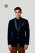 Men’s Navy Blue Velvet Blazer – Luxurious Eveningwear with Satin Lapels