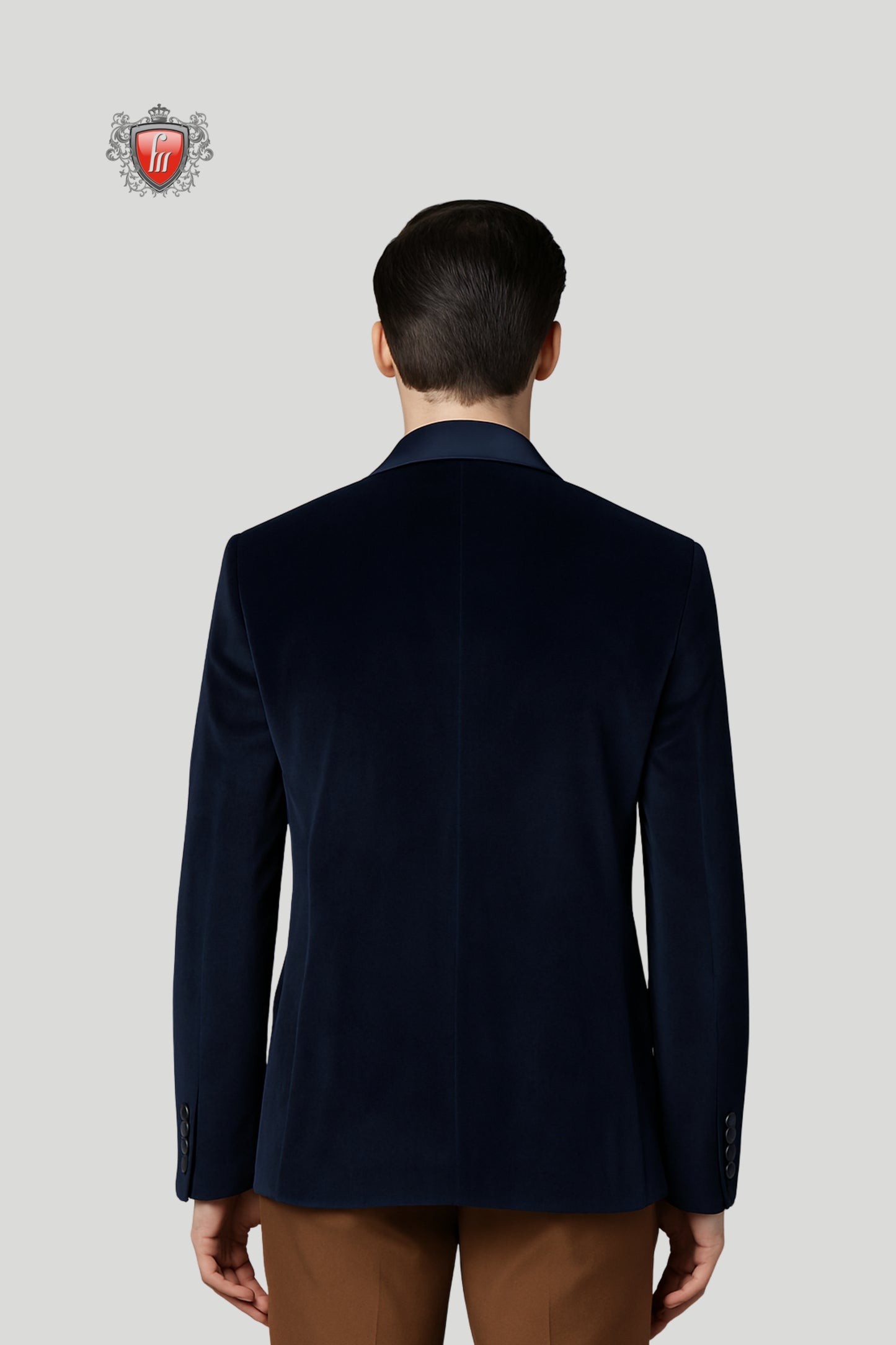 Men’s Navy Blue Velvet Blazer – Luxurious Eveningwear with Satin Lapels