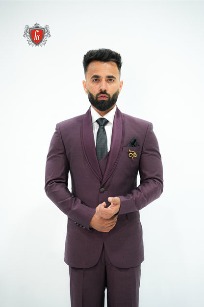 Men’s Wine Maroon Suit with Shawl Collar – Refined Style for Special Evenings