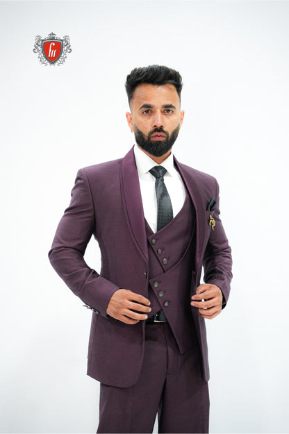 Men’s Wine Maroon Suit with Shawl Collar – Refined Style for Special Evenings