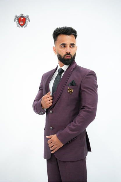 Men’s Wine Maroon Suit with Shawl Collar – Refined Style for Special Evenings