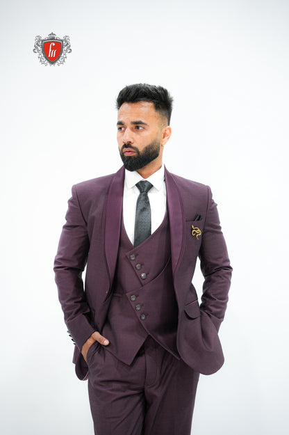 Men’s Wine Maroon Suit with Shawl Collar – Refined Style for Special Evenings