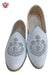 Men’s White Velvet Jutti – Silver Dabka & Stone Work, Premium Festive Footwear