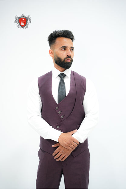 Men’s Wine Maroon Suit with Shawl Collar – Refined Style for Special Evenings
