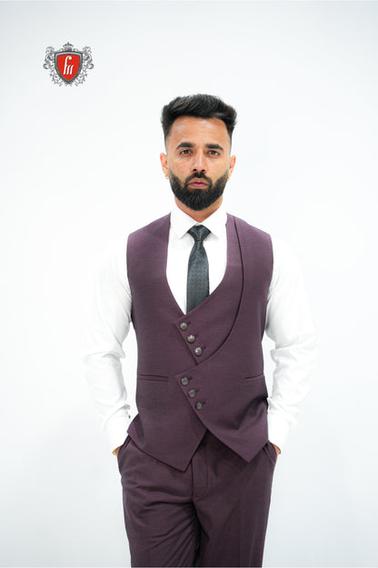 Men’s Wine Maroon Suit with Shawl Collar – Refined Style for Special Evenings