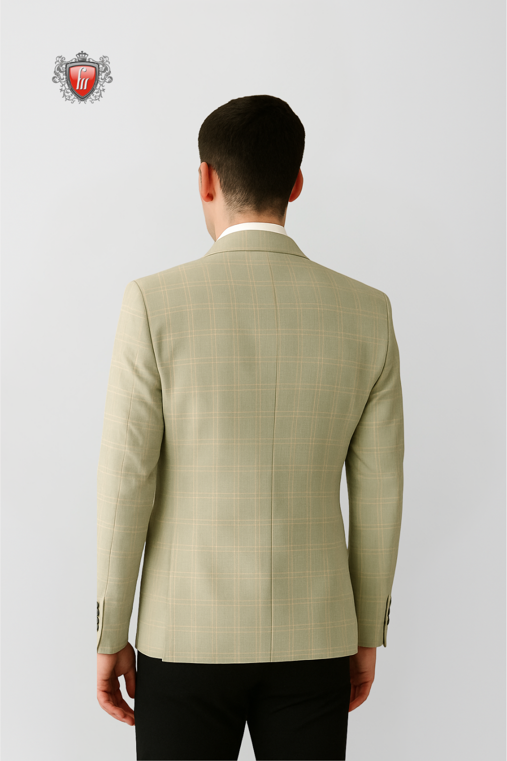 Men’s Designer Beige Check Blazer – Premium Business & Event Wear