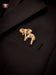 Majestic Elephant Men’s Antique Gold Brass Brooch