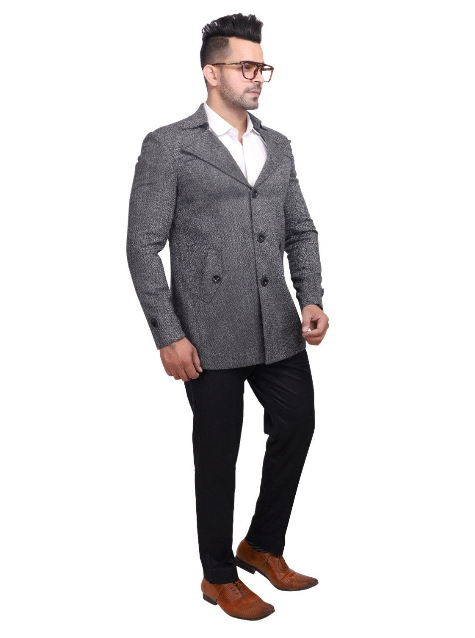 Fabmark Designer Grey Business Look Pea Coat