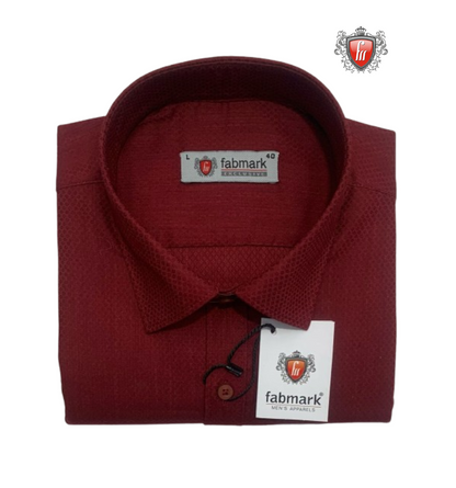 Men’s Maroon Dress Shirt – Slim Fit Formal Cotton Shirt