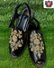 Men’s Black Micro-Leather Sandals with Hand Embroidery – Premium