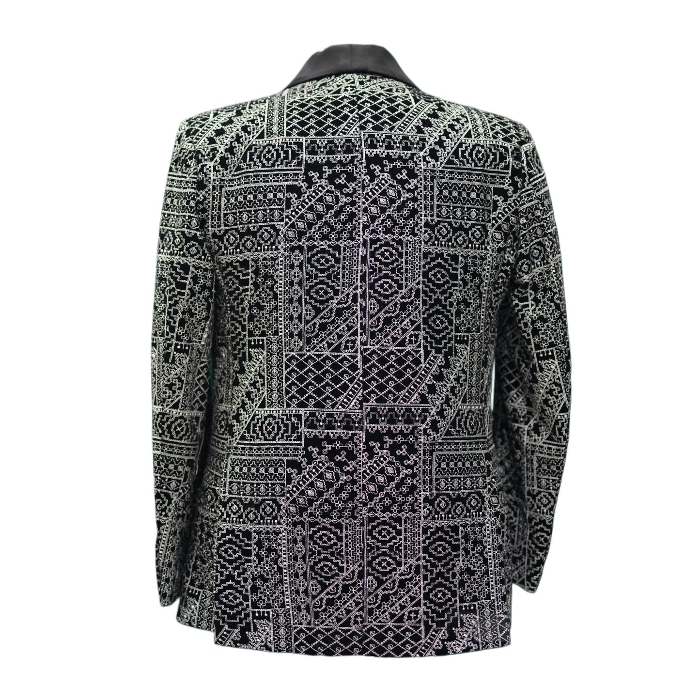 Intricate Black and Silver Embroidered Men's Blazer | Luxury Formal Jacket