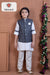 White Kurta Pajama with Black Zigzag Print Nehru Jacket Boys Ethnic Wear