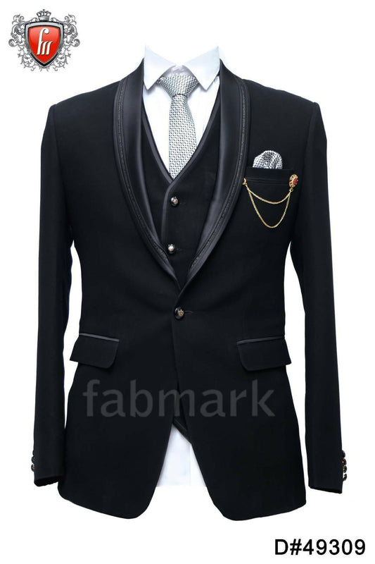 Fabmark 5pc Designer Jet Black Suit