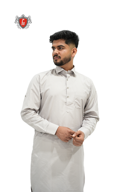 Elegant Ash Grey Kurta Pajama – Premium Men’s Ethnic Wear