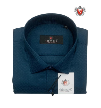 Men’s Dark Blue Dress Shirt – Slim Fit Formal Cotton Shirt