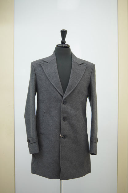 Men’s Charcoal Grey Wool Overcoat – Classic Single-Breasted Winter Coat for Formal & Casual Wear