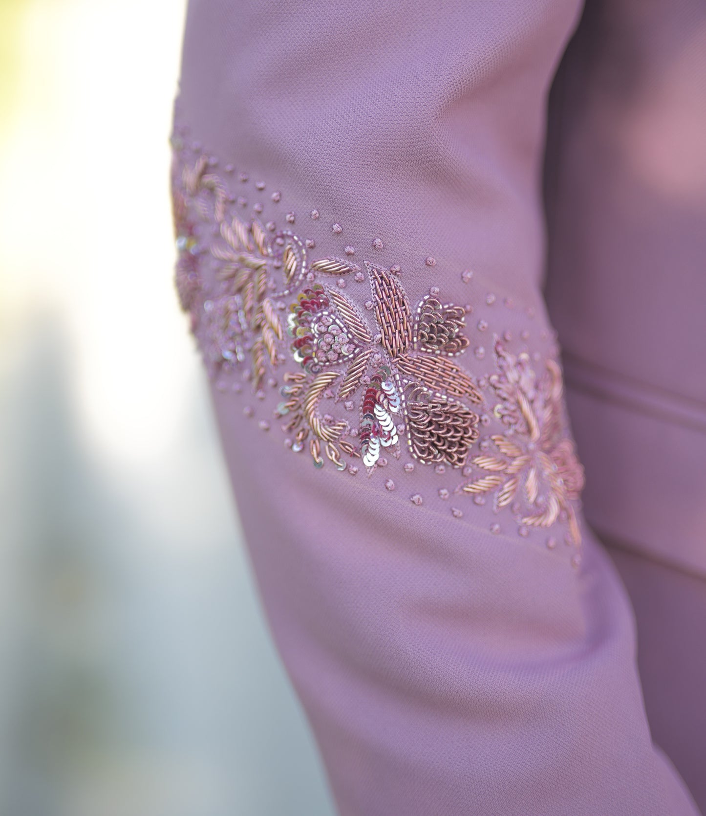 Elegant Lilac Embroidered Men's 3-Piece Suit