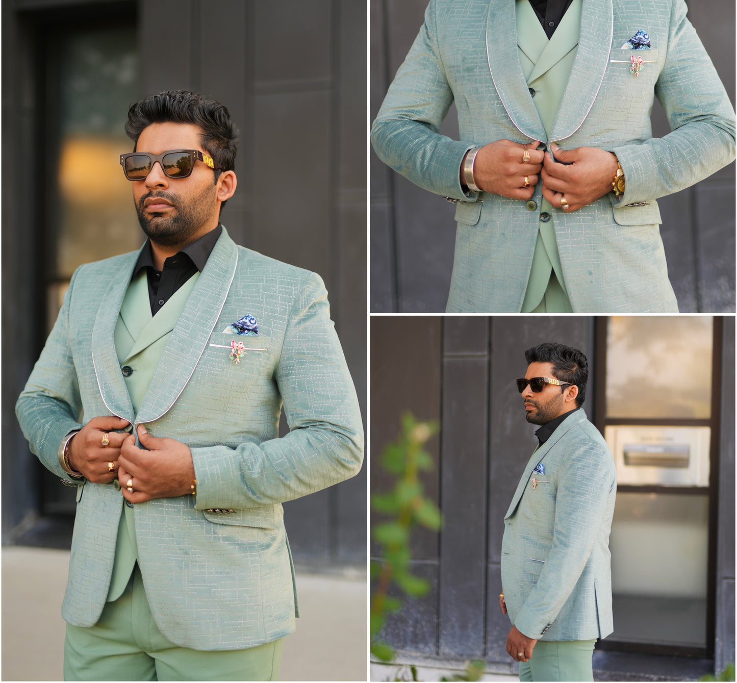 Men's Mint Green 3-Piece Suit - Modern Tailored Fit