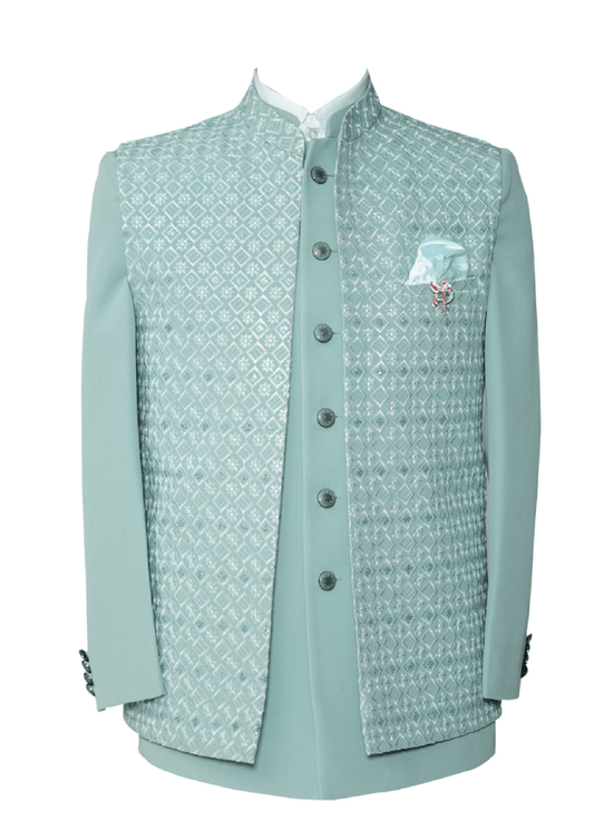 Summer Green Men's Sherwani - Elegant and Refreshing Attire for Special Occasions