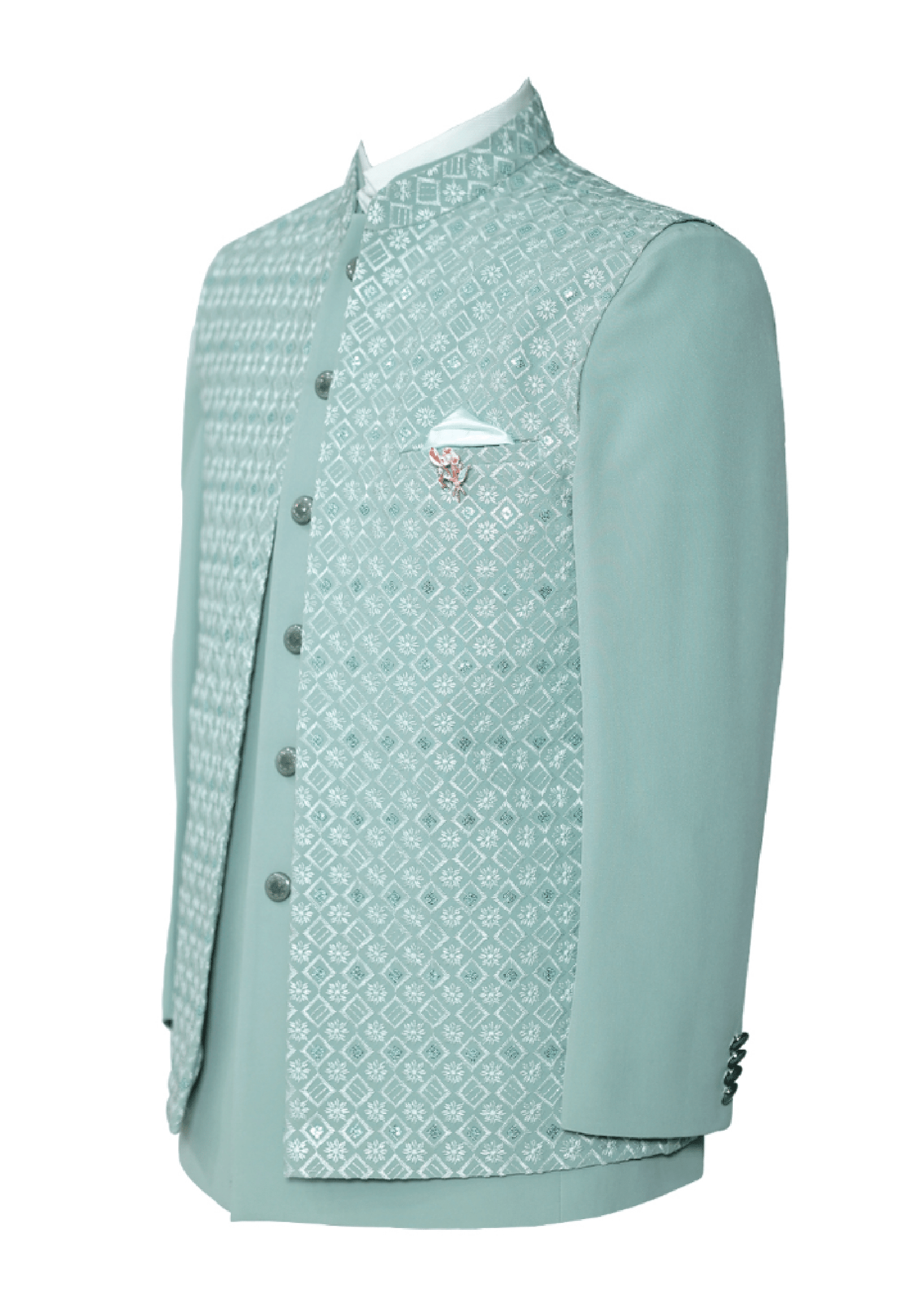 Summer Green Men's Sherwani - Elegant and Refreshing Attire for Special Occasions