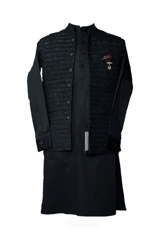 Sherwani d'été presque noir pour homme - Une tenue élégante et stylée pour toutes les occasions