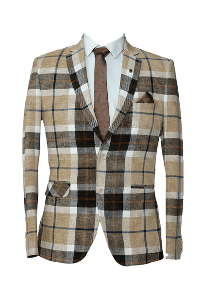 Classic Woodsmoke Check Tweed Blazer for Men – Refined Formal Wear