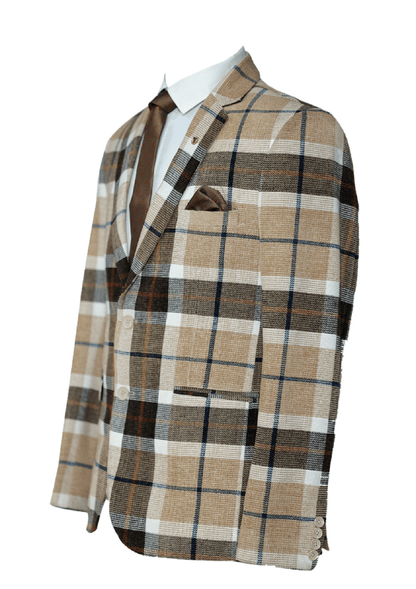 Classic Woodsmoke Check Tweed Blazer for Men – Refined Formal Wear