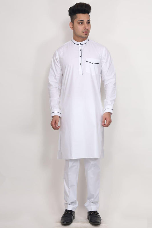 Fabmark Pure White  Ban collar Kurta