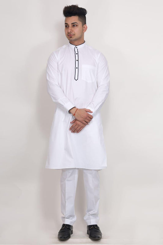 Fabmark Pure White  Ban collar Kurta