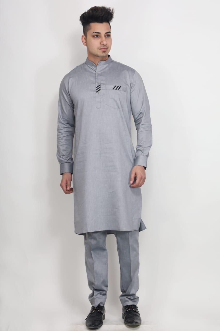 Fabmark Gris Ban Collier Kurta