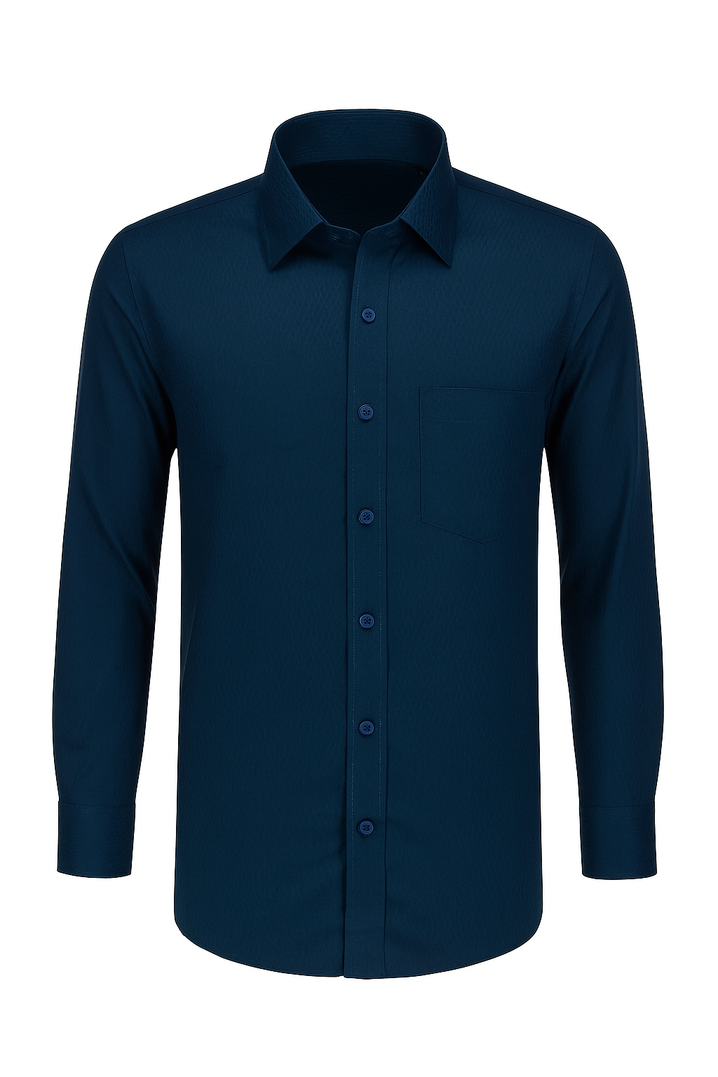 Men’s Dark Blue Dress Shirt – Slim Fit Formal Cotton Shirt