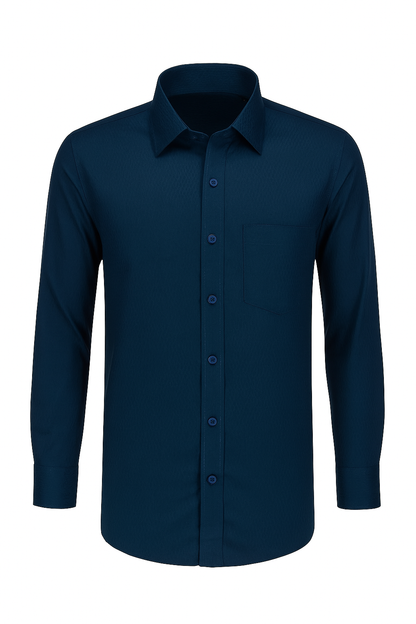 Men’s Dark Blue Dress Shirt – Slim Fit Formal Cotton Shirt